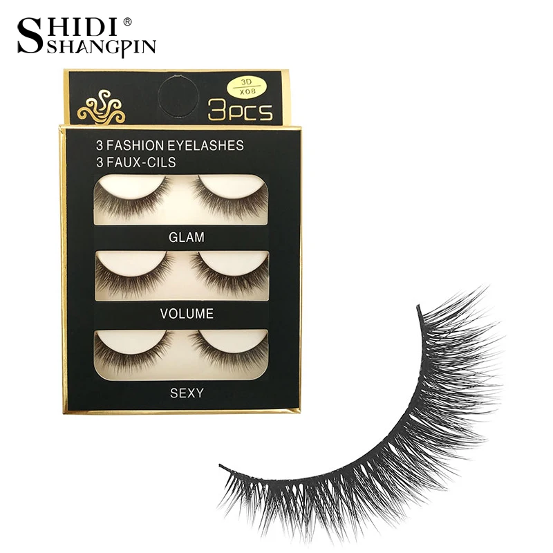 

15 pairs cotton band handmade winged false lashes natural makeup tools 3d mink eyelashes strips individual false eyelashes 08*5