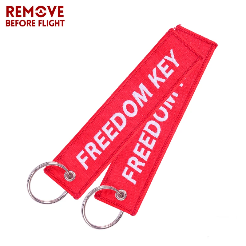 1 шт. брелки с вышивкой Remove Before Flight Freedom для мотоцикла красное кольцо ключей