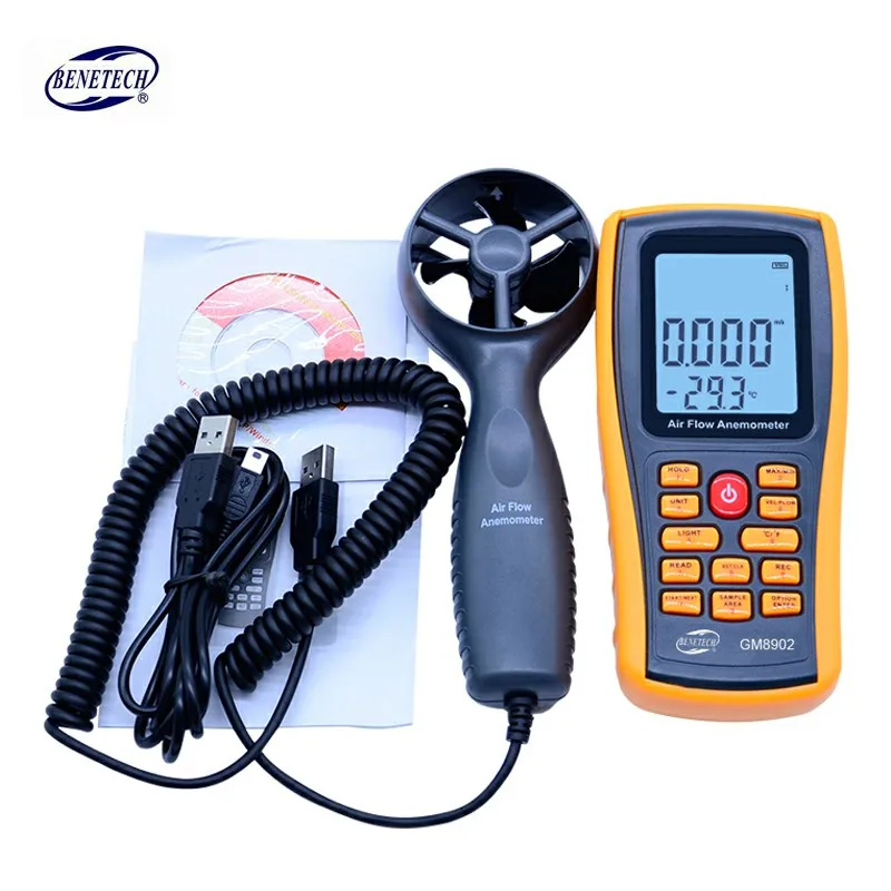 BENETECH GM8902 0-45 м/с цифровой анемометр измеритель скорости ветра объем воздуха Температура окружающей среды тестер с USB интерфейсом