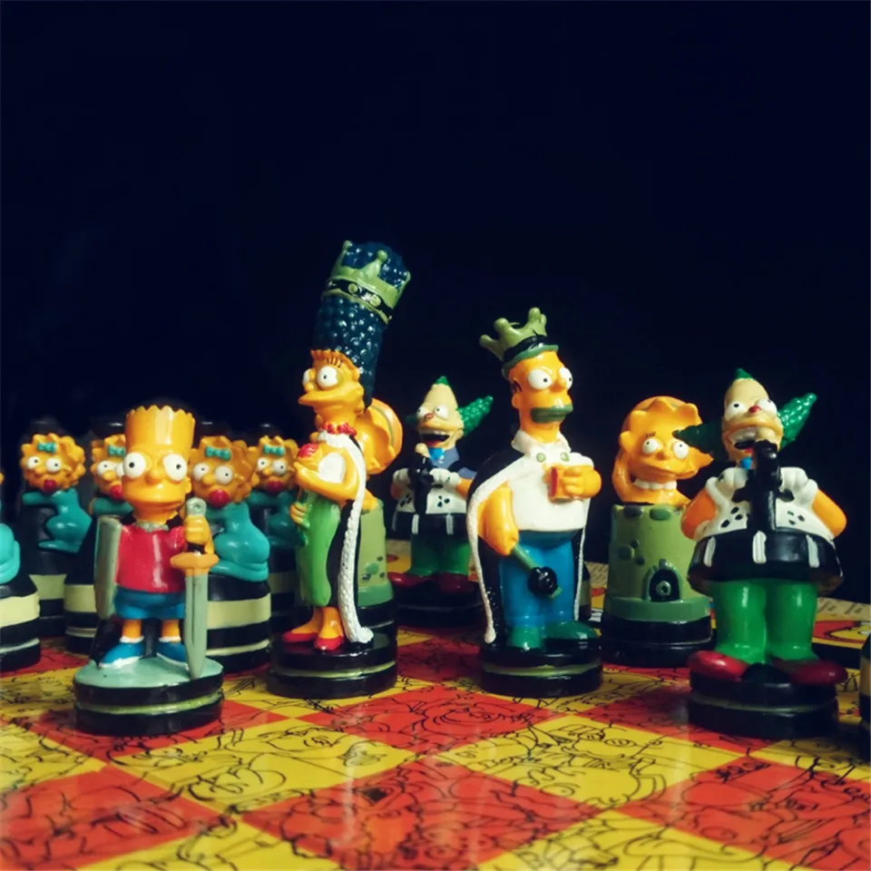 BSTFAMLY Шахматный набор Chessman Simpson, игра в международные шахматы, складная шахматная доска, ПВХ пластиковые шахматы, игрушки Souptoys I22