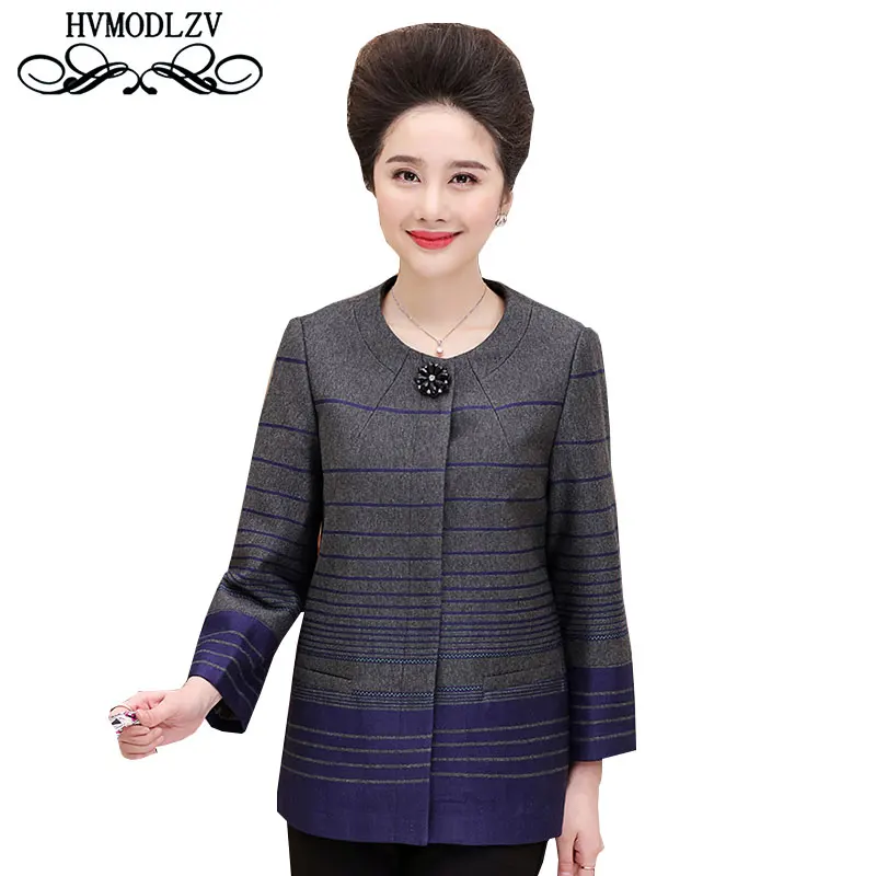 2017 Real New Middle Aged Mother Installed Jacket Loose Fat Mom Feminine Coat Leisure Large Size Female Autumn Clothing Ls166 | Женская
