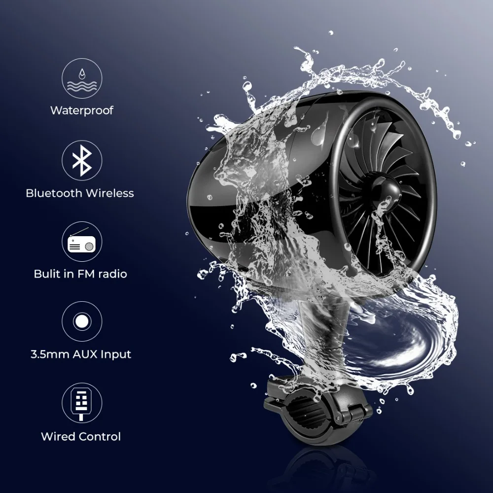 Черный 600 Вт Bluetooth усилитель мотоциклетные стерео колонки музыкальный аудио плеер система AUX радио водонепроницаемый USB ATV Touring
