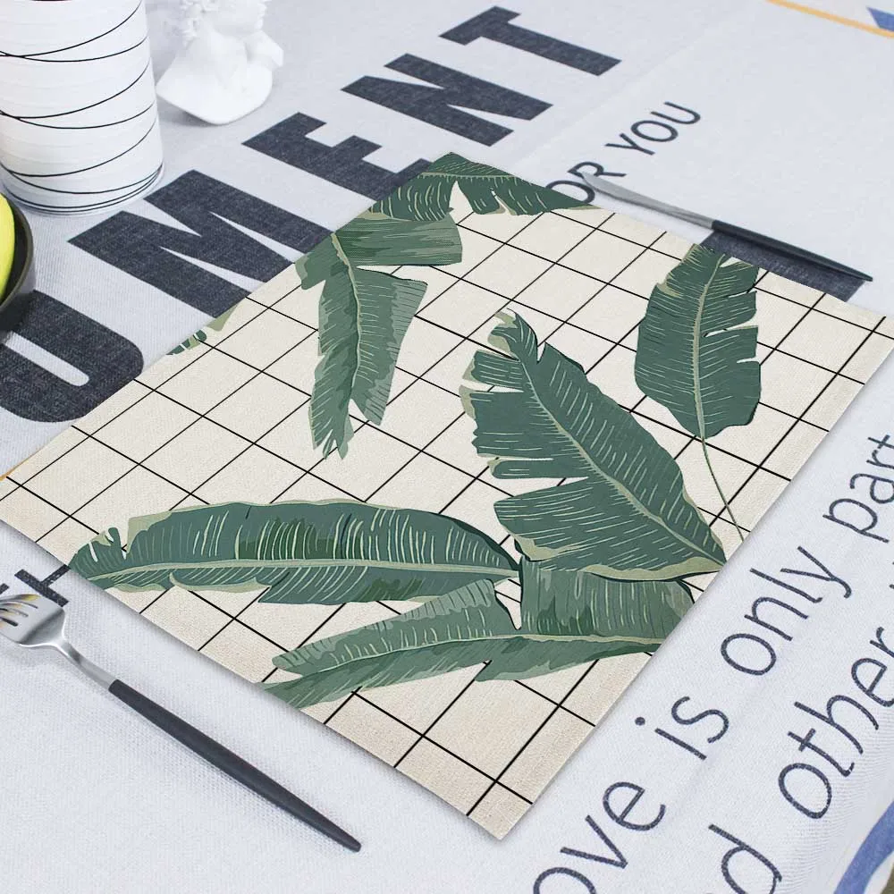 CD9-6 Tropical Plant Dining Napkin Fabric Napkins Matting Wedding Napkin Linen Cloth Serving Table For Weddings Tea Towels For Kitchen - Цвет: CD9-6