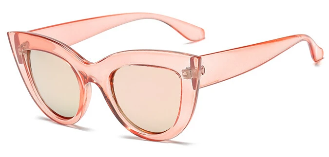 Clear pink Новинка, женские солнцезащитные очки "кошачий глаз", матовый черный цвет, Ретро стиль, фирменный дизайн, Cateye, солнцезащитные очки для женщин, UV400 - Цвет линз: Clear pink