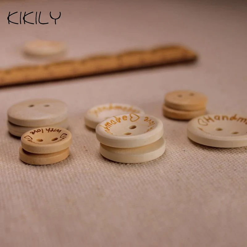 50 шт. деревянные пуговицы с двумя отверстиями 15/20/25 мм|sewing buttons|buttons scrapbookingwood sewing