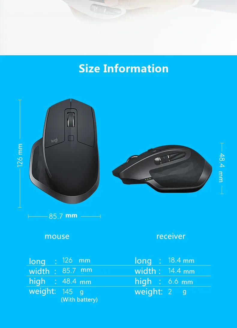 Logitech MX Master/MX Master 2 s/MX Master 3 Беспроводной Мышь