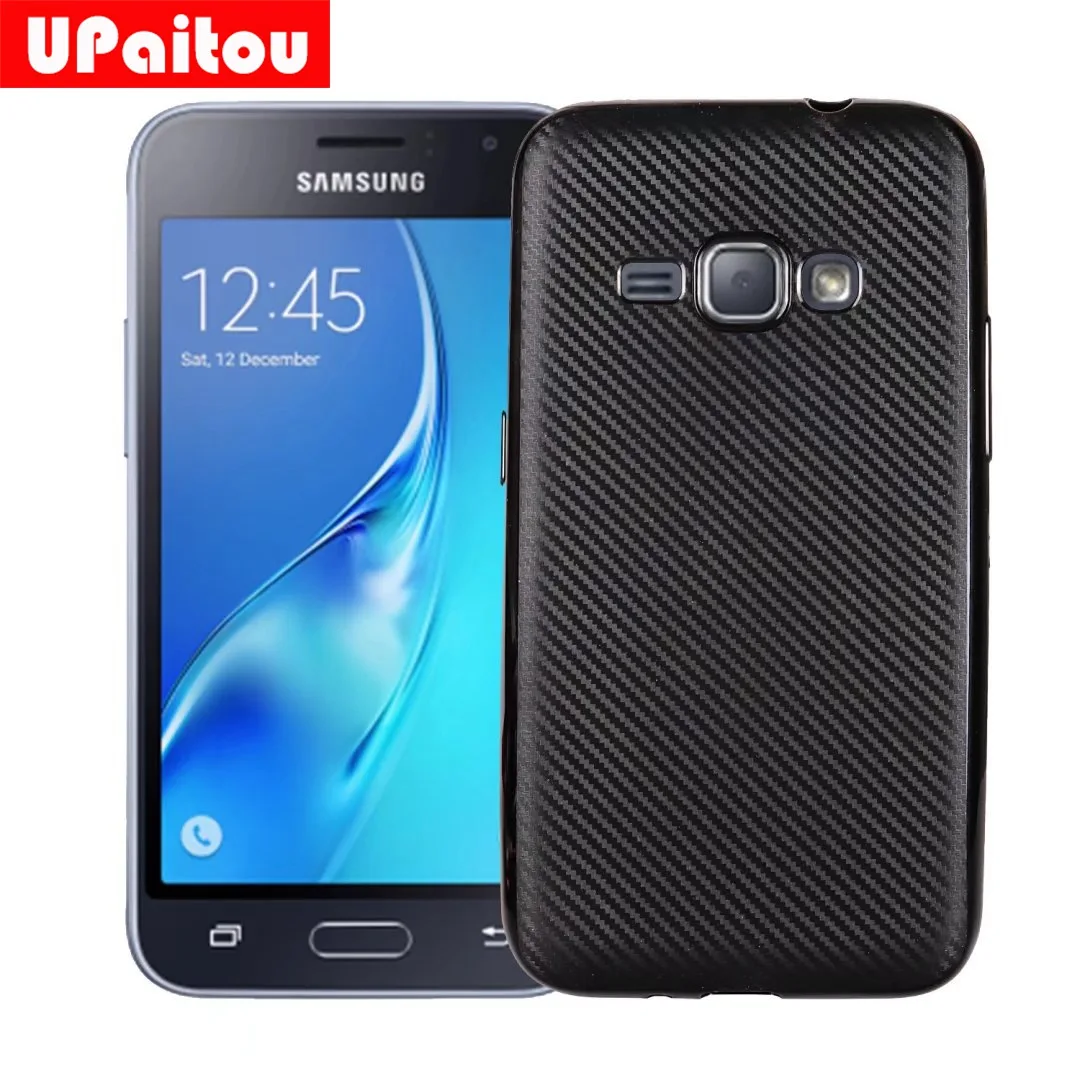 UPaitou Soft Carbon Fiber Flexible Silicone Case for Samsung Galaxy J1 2016 TPU j1 6/J120F/J120H Cover |