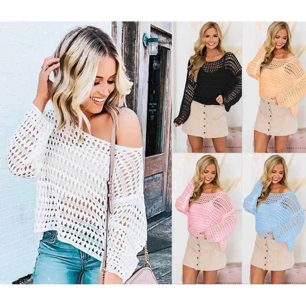 Yfashion женские топы летние Вязаные Рубашки ажурные трикотажные комбинезоны