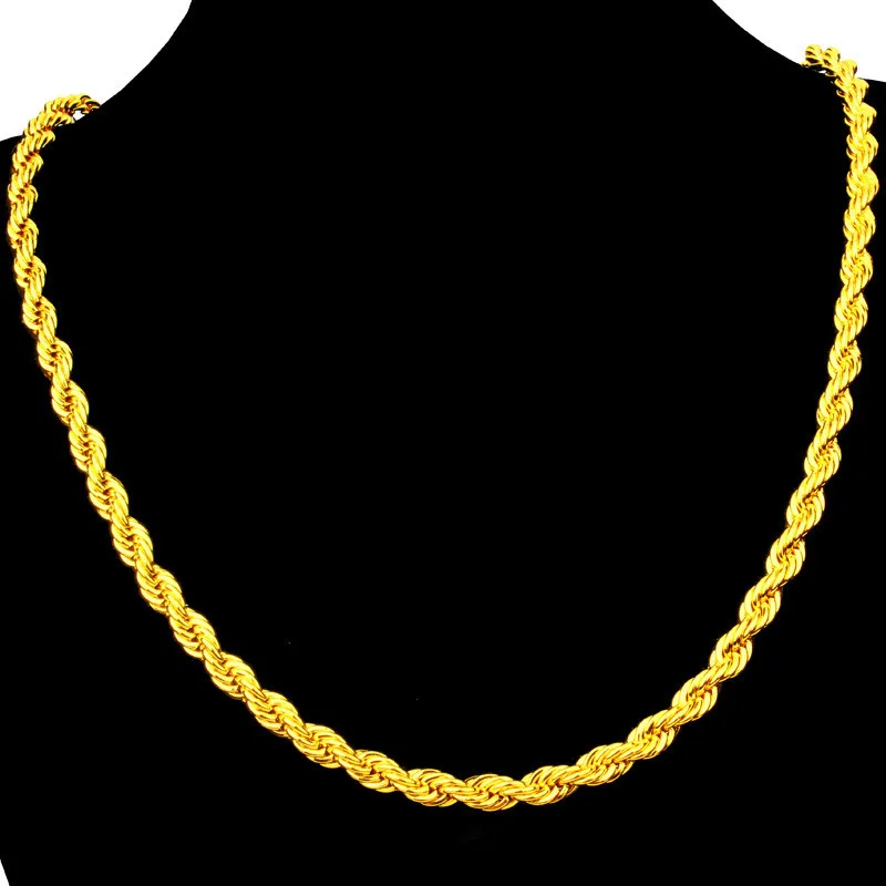 

Statement Rope Chain Yellow Gold Filled Mens Womens Necklace Long Accessories 24"