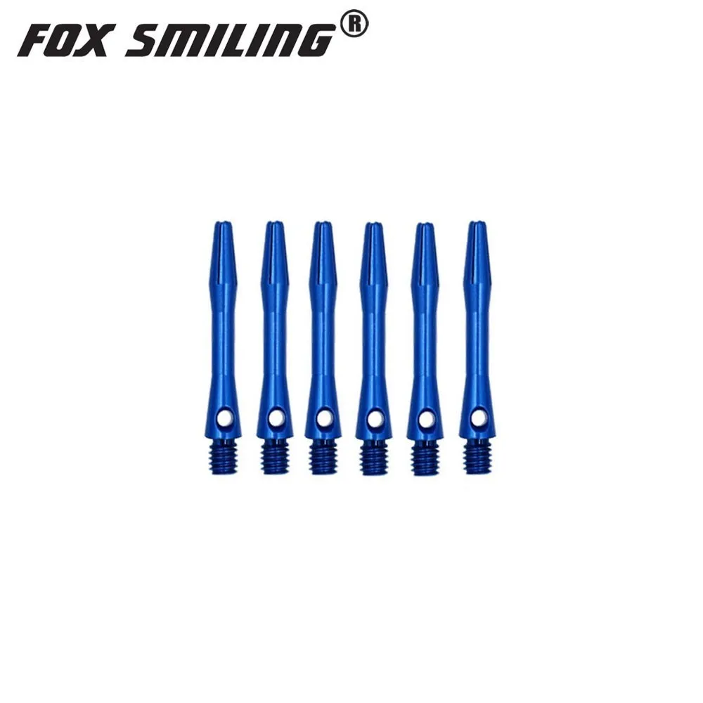 6pcs shafts blue Fox Smiling 35 мм алюминиевый дротик валы и Дротика s Набор полетов дардо перо Листья аксессуары для игры в дартс набор для Дротика настольные игры - Цвет: 6pcs shafts blue