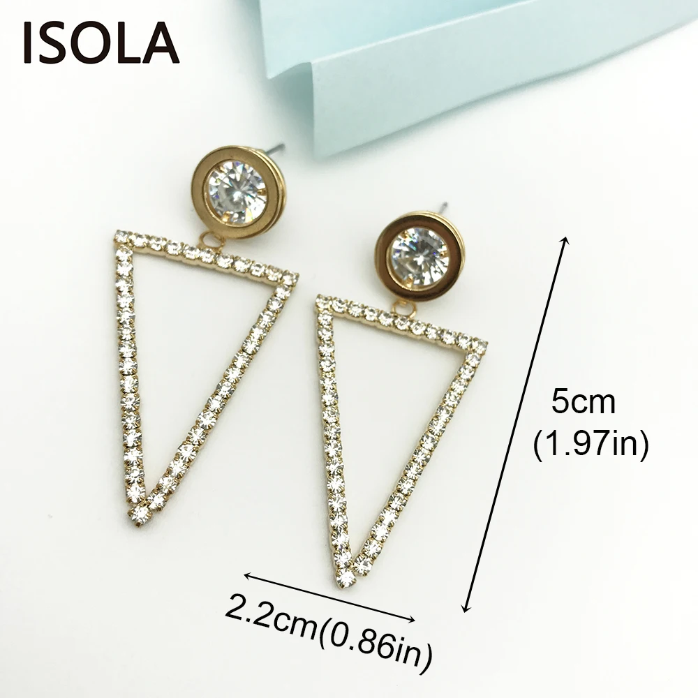ISOLA модные фантастические треугольные большие серьги капли со стразами Изящные