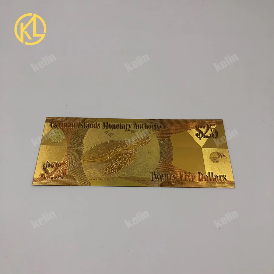 Банкнота 10 шт./лот позолоченная денежная служба Каймановых островов 25 долларов