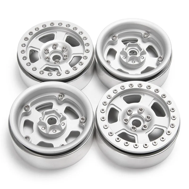

AXSPEED 4Pcs Aluminum 2.2inch Beadlock Wheels Rims Black&silver for 1/10 Crawler Car Axial Wraith