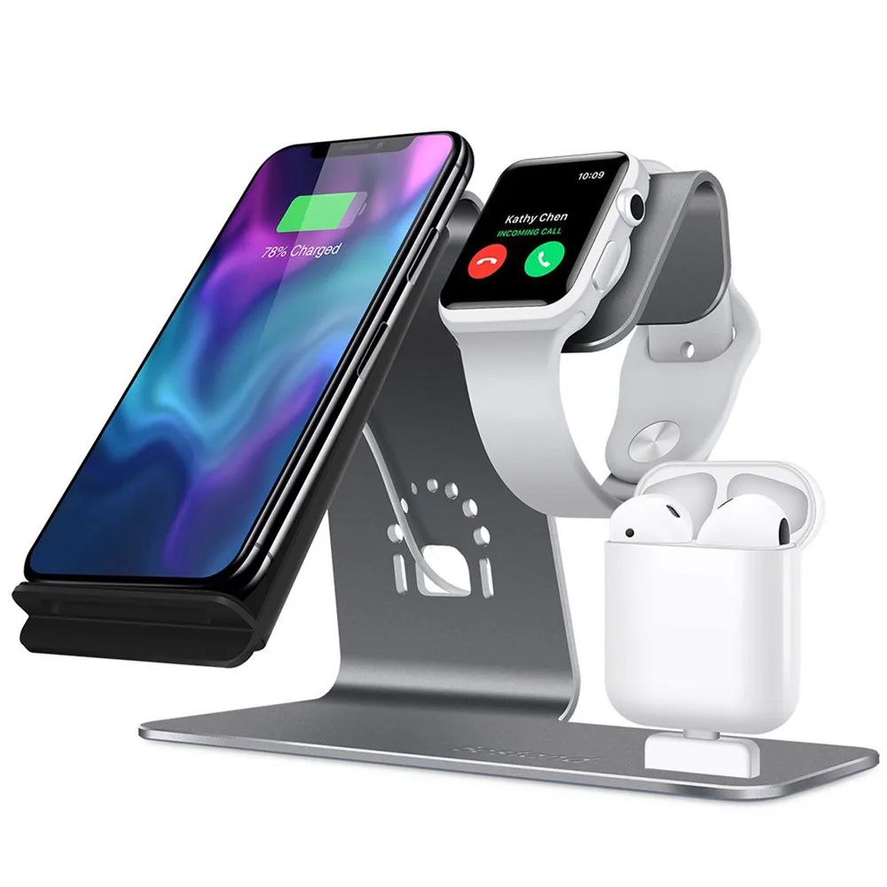 Беспроводная зарядная подставка 3 в 1 для Apple Watch AirPods станция Qi беспроводное
