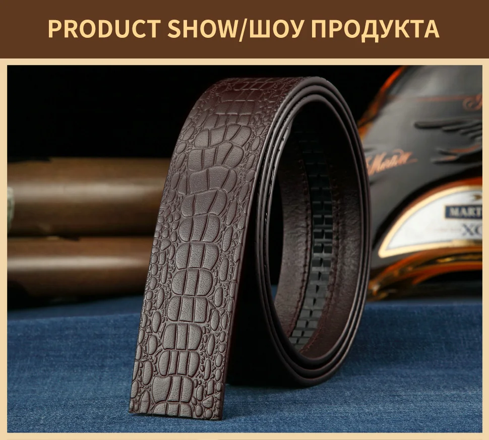BIGDEAL Brand No Buckle 3.5cm Wide Genuine Leather Automatic Belt Body Strap Without Buckle Belts Men Good Quality Male Belts