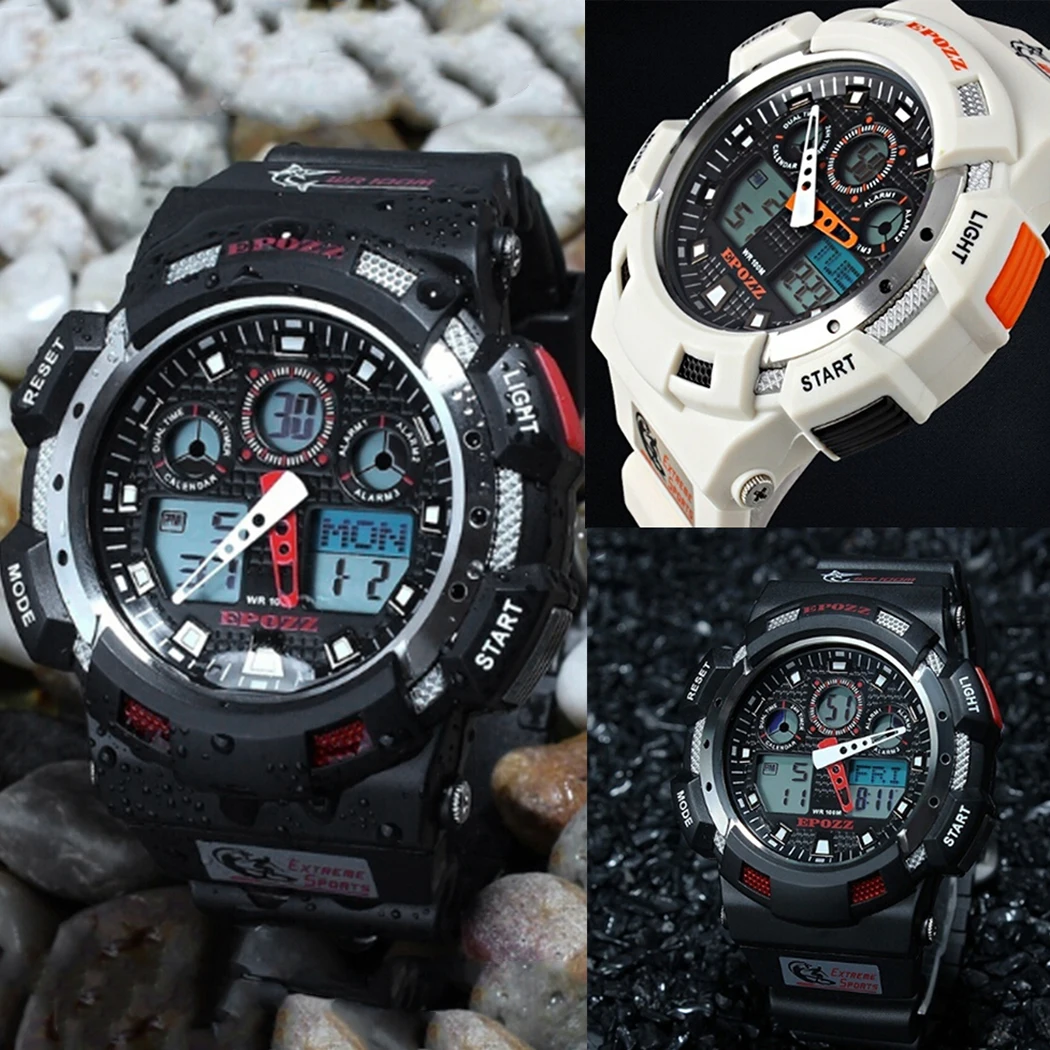 Chigu Quartz Smart Watch100m Men 3 Colors Dual Display Waterproof Watch Alarm Clock Outdoor Sport Modern | Электроника