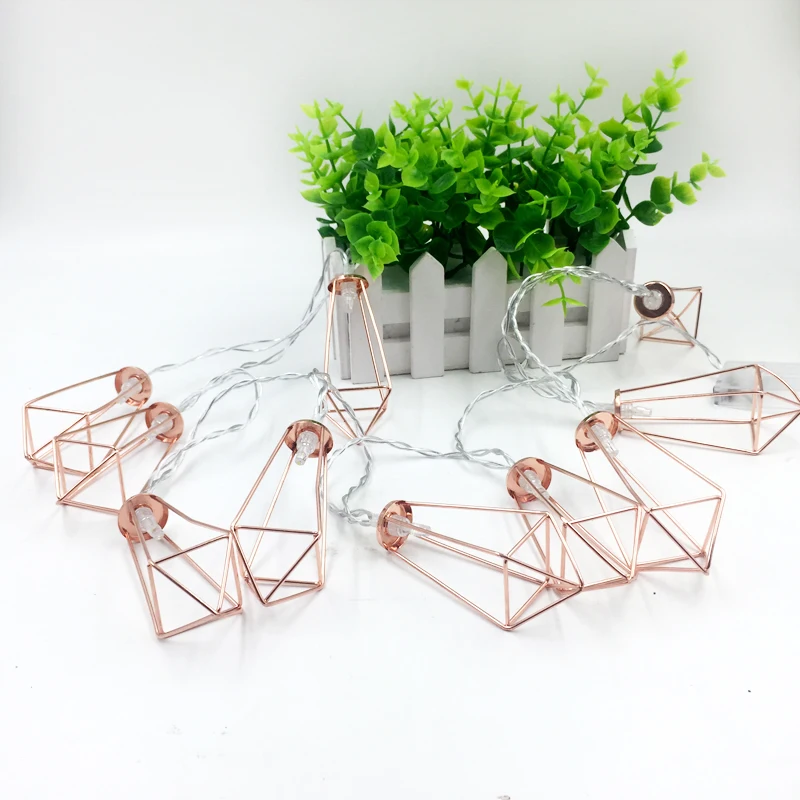 

LED Metal Diamond Fairy Garland String Holiday Decor Light 10 LED 20LEDs Battery / EU Plug Party Wedding Home Decor Novelty Gift