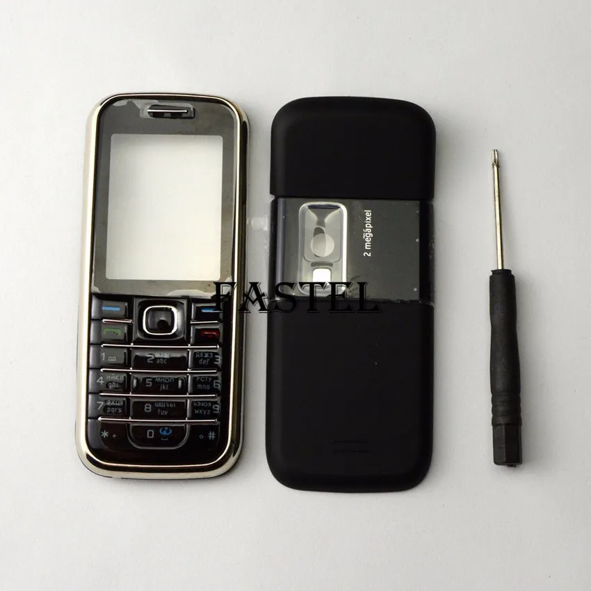 Black Russian Hkfatel для Nokia 6233 Высокое качество Полный Мобильный телефон Корпус чехол+ английский/клавиатура с русским шрифтом+ с отслеживанием - Цвет: Black Russian