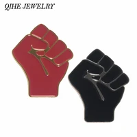 qihe jewelry raised fist pins black red power of unity brooches solidarity symbol jewelry black lives matter pins for men women