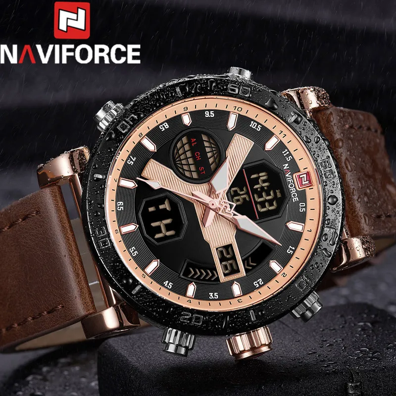 NAVIFORCE мужские часы цифровые спортивные Топ бренд Роскошные военные армейские