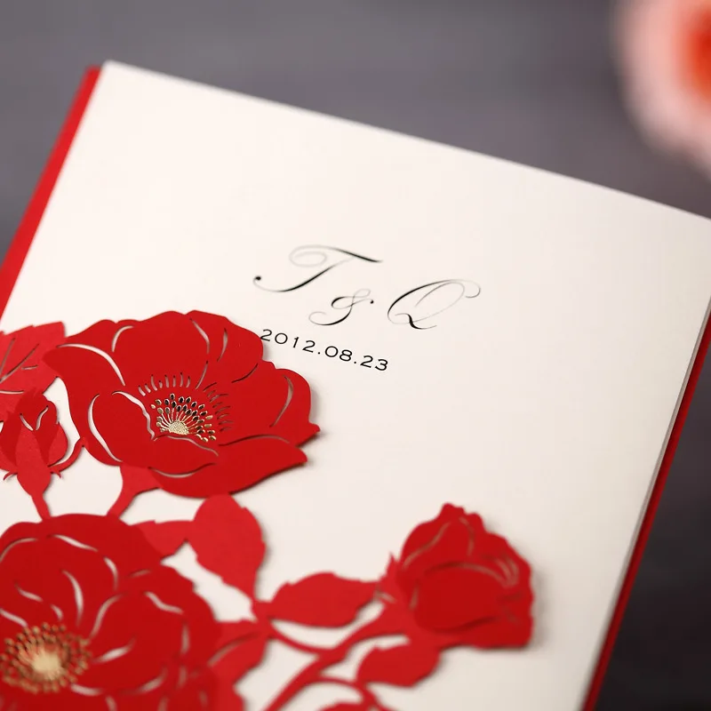 Персонализированные Элегантный Цветочный вырез Свадебные Приглашения карты