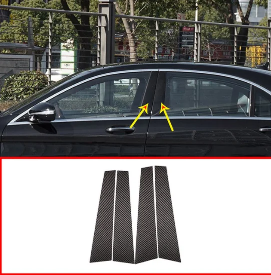 

4pcs Real Carbon Fiber For Mercedes Benz W222 S Class S400L S320L S500 2014-2019 Car Accessories Window Molding Trim Parts