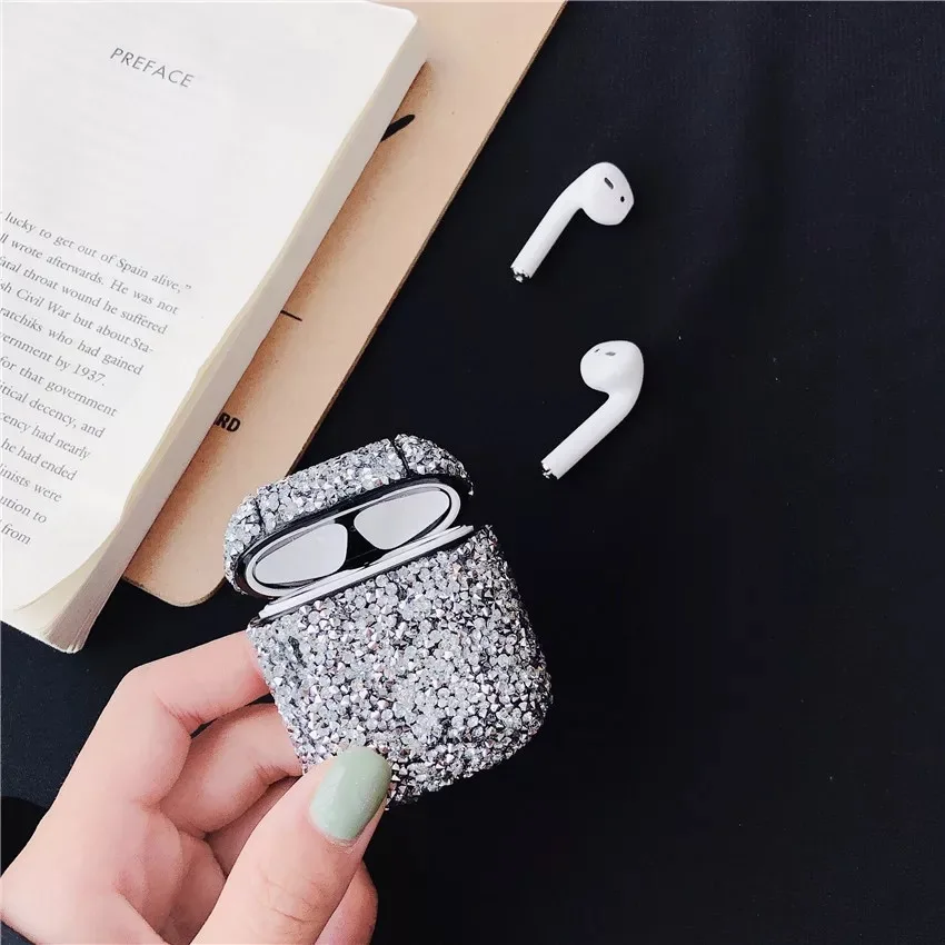 Жесткий чехол с блестящими бриллиантами для Apple Airpods защитный беспроводных Bluetooth