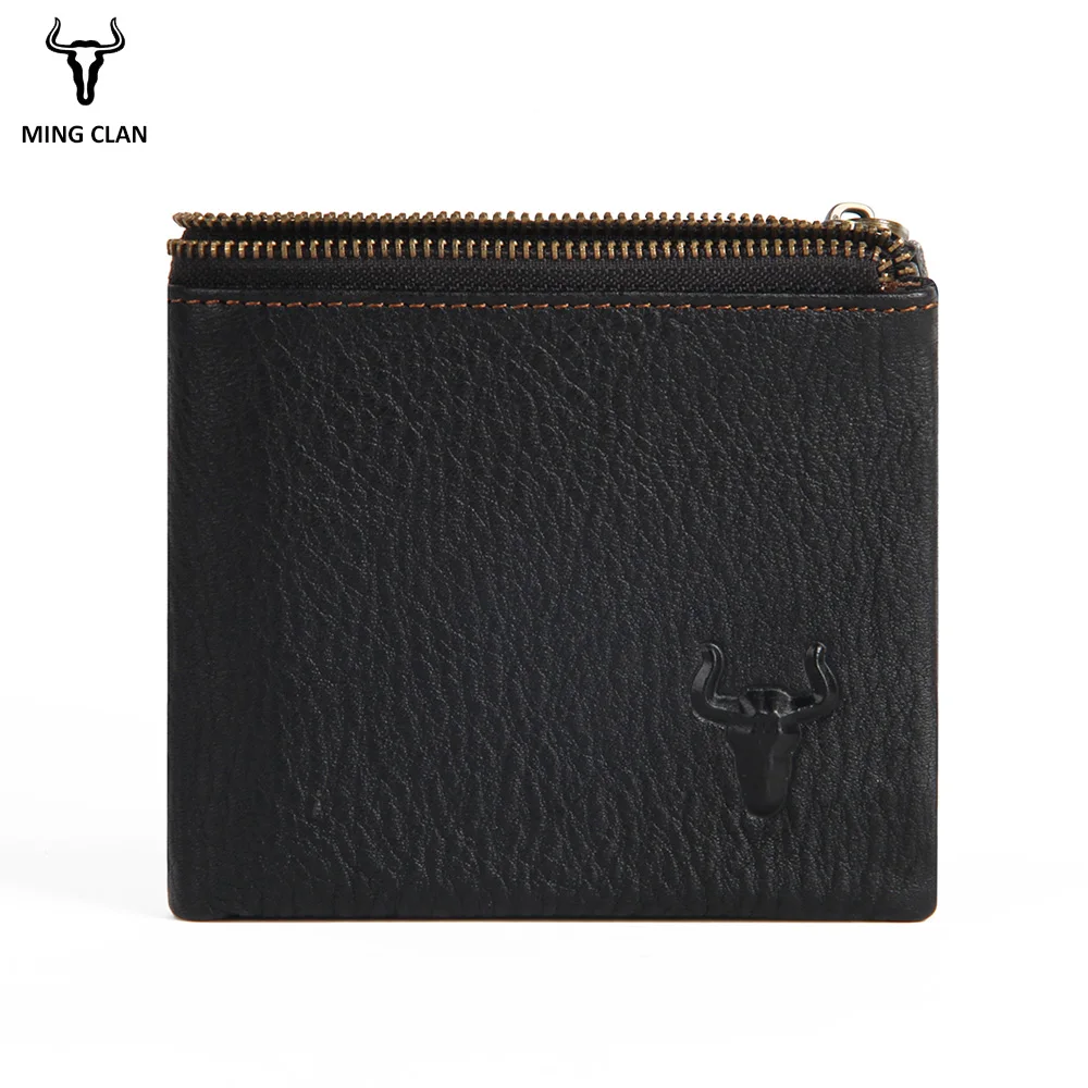

Кошелек Mingclan мужской из натуральной кожи, Модный маленький бумажник с кармашками для карт, повседневный клатч на молнии, бумажник для денег