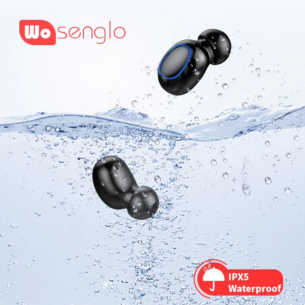 Wosenglo Bluetooth 5,0 наушники HIFI Звук Беспроводные наушники с цифровым дисплеем 1000 мАч зарядная коробка Powerbank для iPhone 7 8