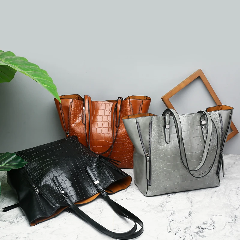 

Personality Crocodile Pattern Hand Bags Female New Fashion High Quality Casual Wild Temperament Shoulder Messenger Bag