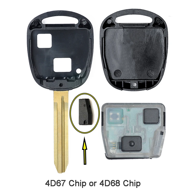 Запасной 2-кнопочный дистанционный ключ KEYECU 304 мгц 4D67 / 4D68 для Toyota Prado 120 2002-2004 |
