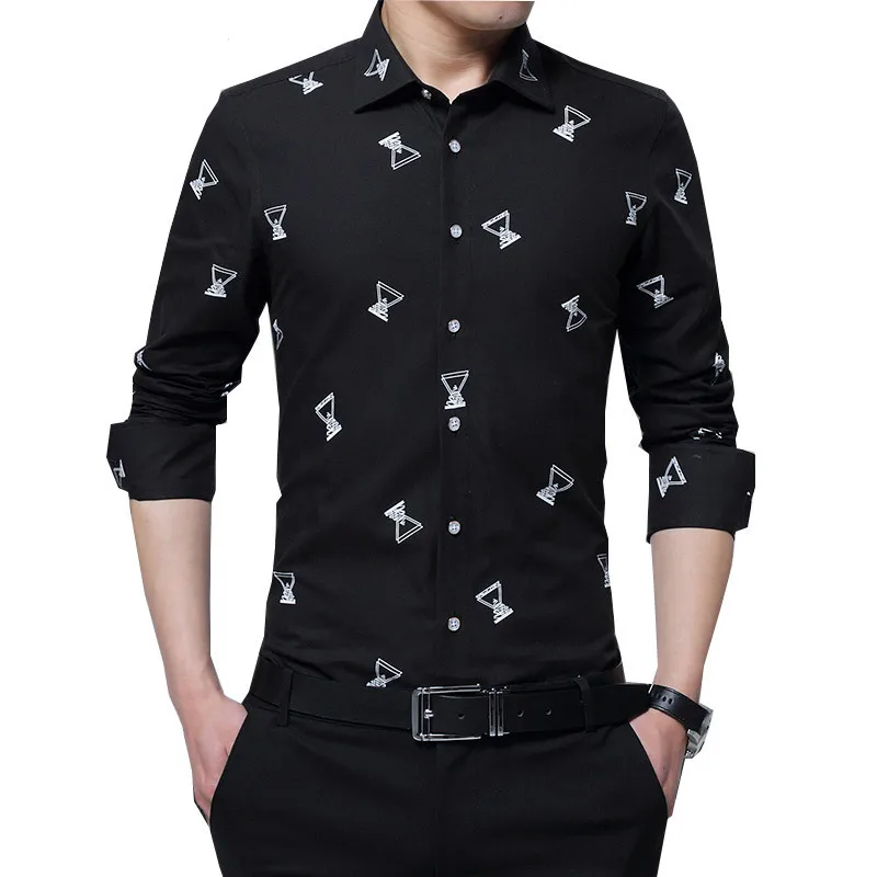 TFETTERS осенняя Новая модная мужская рубашка приталенная с длинными рукавами Camisa