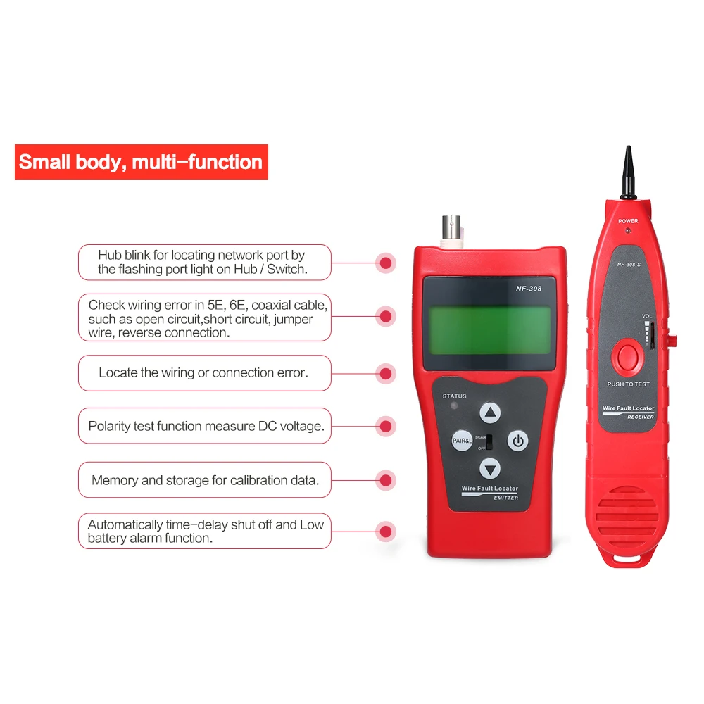 NF 308 RJ11 RJ45 тестер сетевого кабеля для мониторинга локатор неисправности проводов