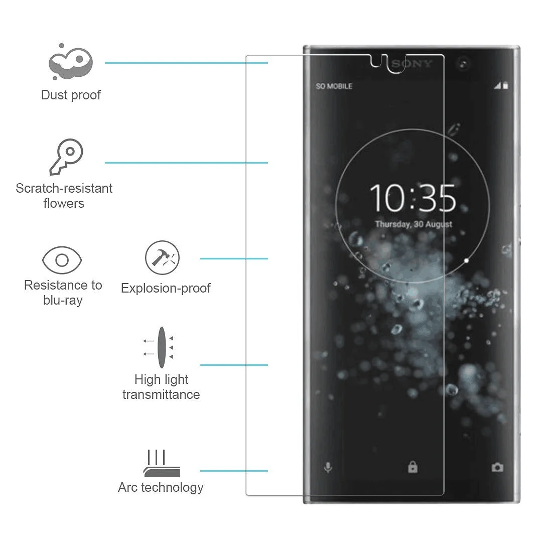 Высококачественное взрывозащищенное Закаленное стекло для Sony Xperia XA2 Plus 3D