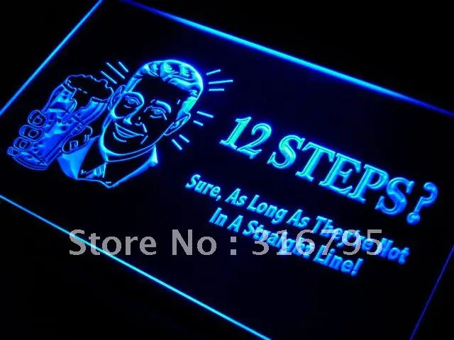 

i121 12 steps after drinking beer LED Neon Light Light Signs On/Off Switch 20+ Colors 5 Sizes