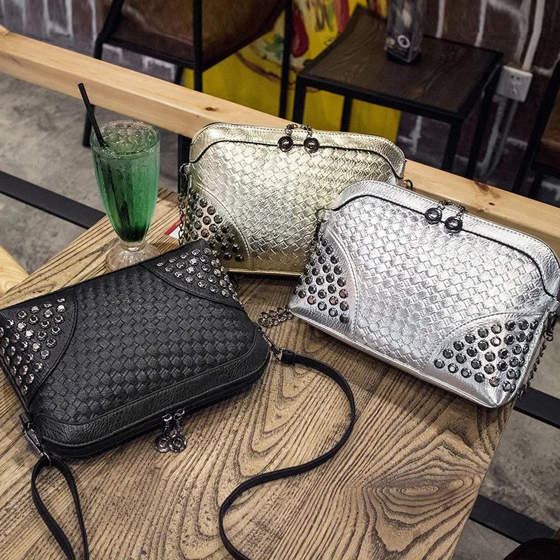 Женская сумка клатч с заклепками и отделением для телефона|messenger crossbody bag|rivet bagbrand