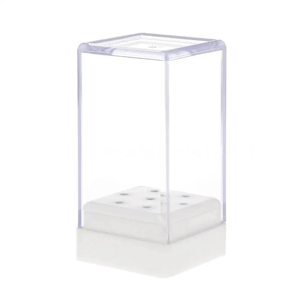 

7 Holes Nail Drill Bit Holder Exhibition Stand Display With Acrylic Cover Pro Nail Art Container Storage Box Manicure Tool