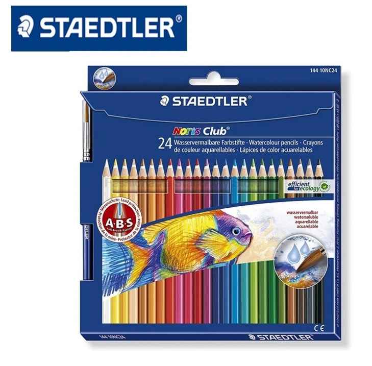 

STAEDTLER 144 10NC24 24 color Water-soluble Colored Pencils set professional drawing supplies for kids with metallic colored pen