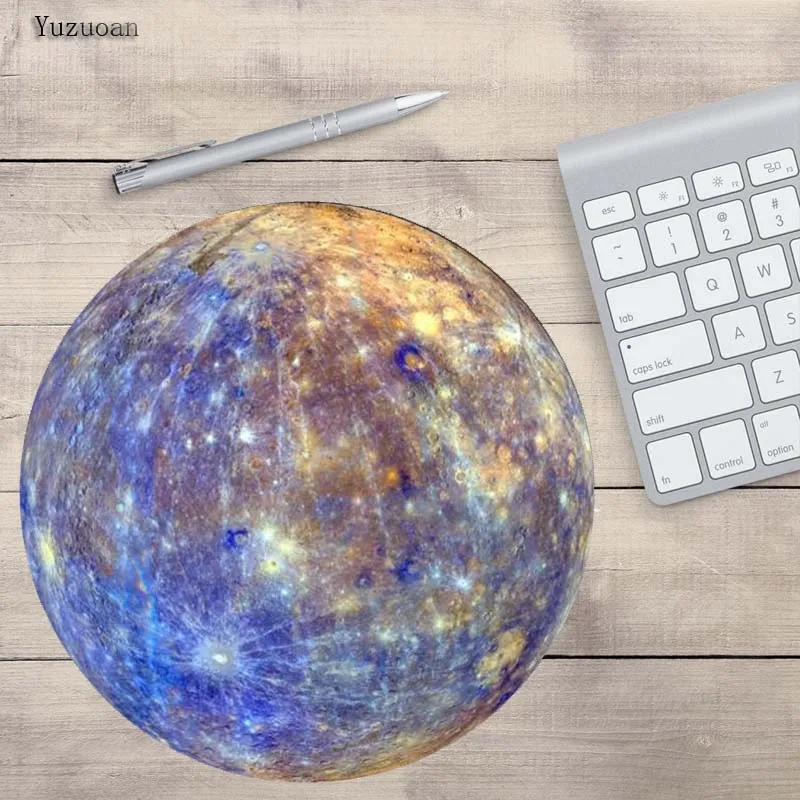 Коврик для мыши Yuzuoan с 3D принтом серии Planet 200x200x2 мм круглый коврик изображением