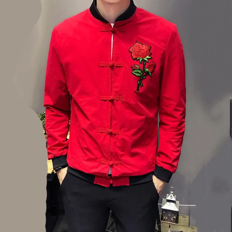 Для мужчин китайский Стиль большой Размеры Вышивка короткая куртка Теплый