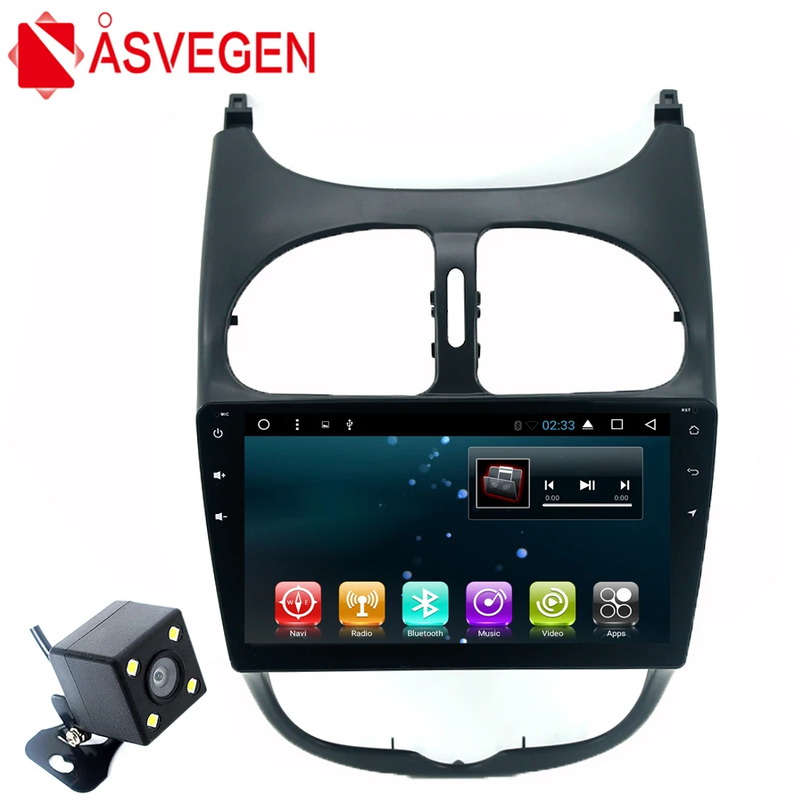 Автомагнитола Asvegen для Peugeot 206 Android 8 1 четырехъядерный стерео Bluetooth 9 дюймов