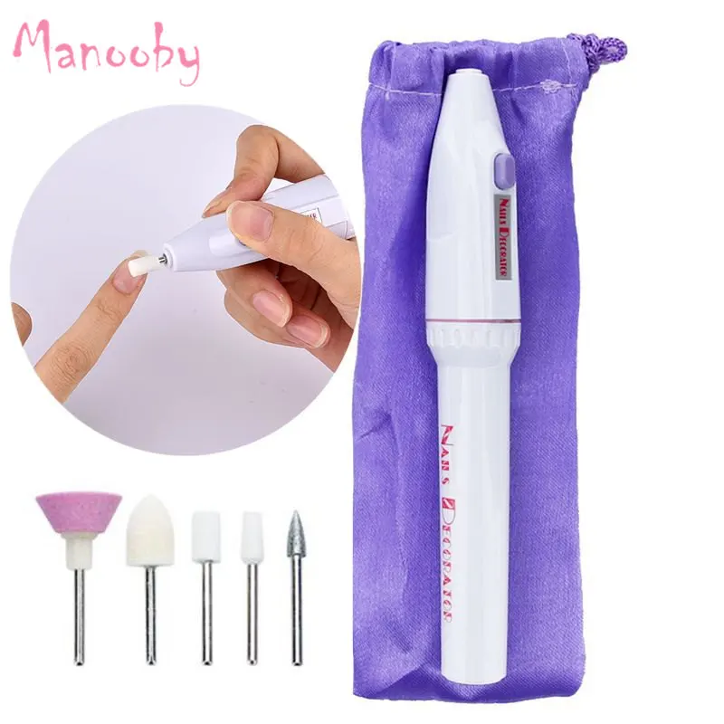 Manooby 5 in 1 Mini Nail Machine Drills Pen Manicure Pedicure Polish File Tools | Красота и здоровье