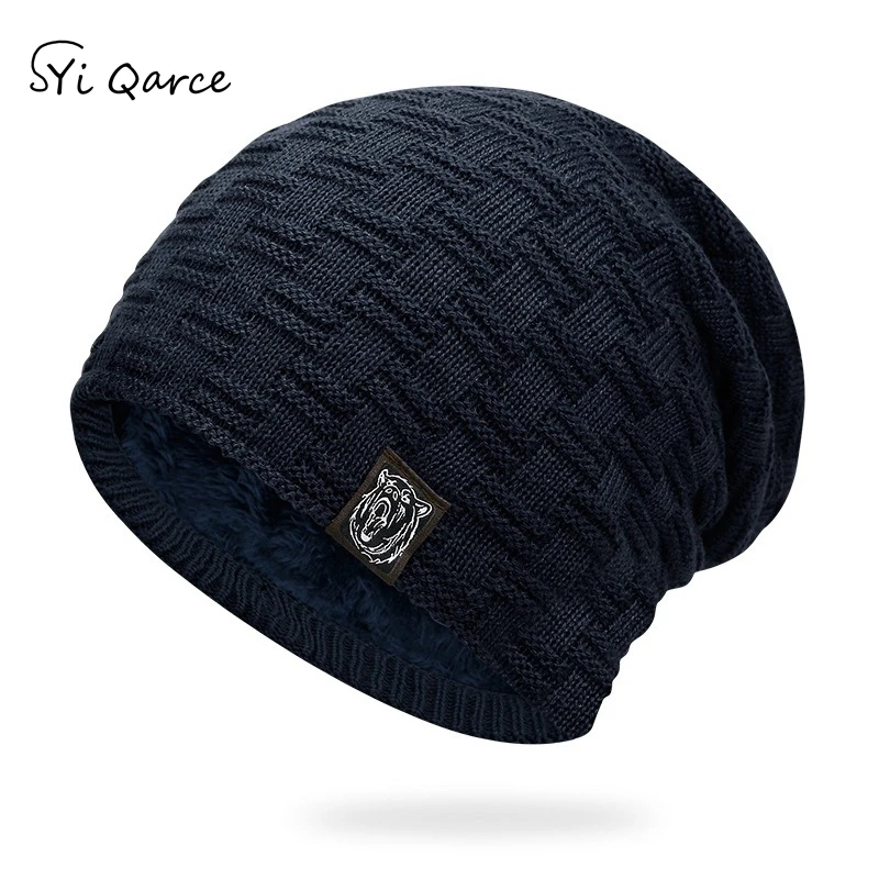 SYi Qarce унисекс зимняя вязаная шапка плюс бархатная раста шапка Skullies Beanies Slouch шапка для женщин Мужская Уличная Лыжная Шапка NM463-67