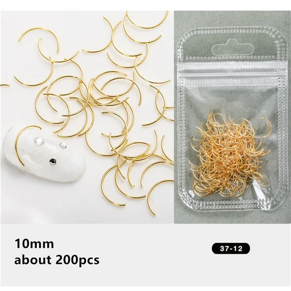 37-12 1 пакет 200шт золотая линия ногтей шпильки части ногтей украшения звезда круг Луна дизайн ногтей салон - Цвет: 37-12