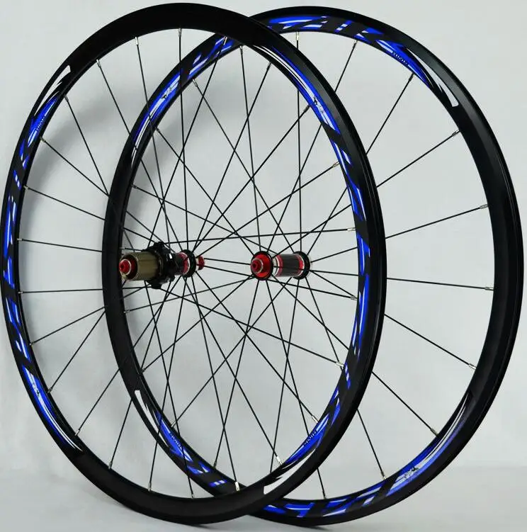 black hub blue PASAK 700C дорожный велосипед углеродное волокно герметичный подшипник колеса прямой тяга V/C тормоза 30 мм обод колеса - Цвет: black hub blue