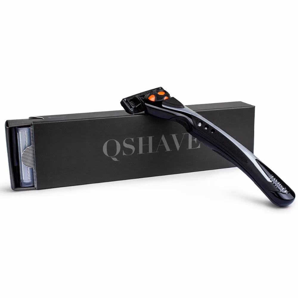 Бритва для мужчин Qshave Black Spider, 6 лезвий, можно нарисовать ваше имя на ручке Wing ball (1 шт., 2 шт., Германия, X6 лезвий) (art.: 7a230f541) - 7a230f541