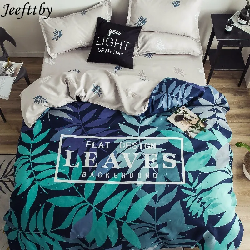 

Jeefttby Green Leaf Bedding Sets Plant Twin Queen King Size Quilt/Duvet/Doona Cover Bed Sheet Pillowcase New Fashion Bedclothes