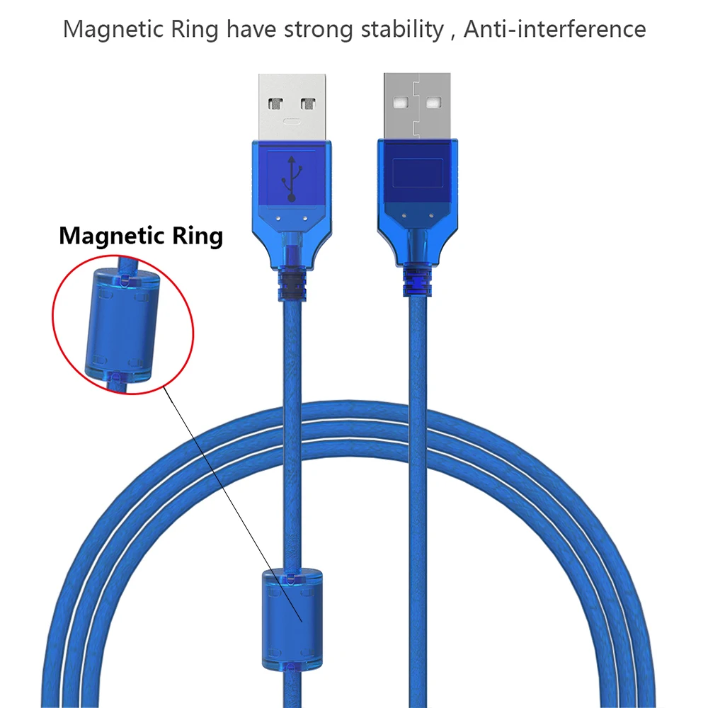 New USB2.0 Extension Cable Male to USB Adapter Transparent Blue Anti-interference Dual Shielding 0.3M 0.5M 1.5M 3M 5M | Электроника