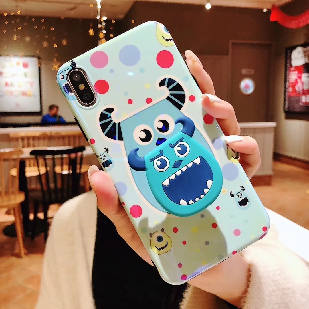 Cute Cartoon Blu-ray Big-eyed Monsters phone case cover for iphone 7 8 6 S 6s plus X XS MAX XR Mirror stand toy doll |