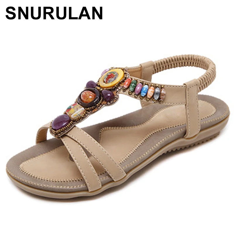 

SNURULANNewCasual Women Sandals Shoes Summer Fashion Slip-On Female Sandals Bohemian Wild Ladies Flat Shoes Beach Women Footwe